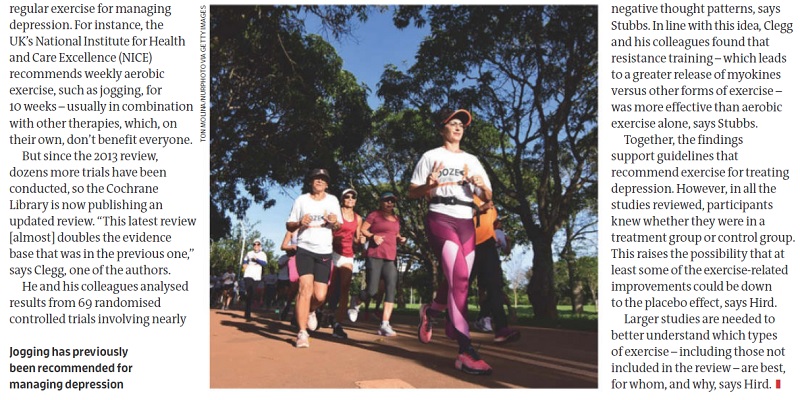 体育锻炼可以对抗抑郁——适度有氧运动在对抗抑郁方面的效果可以媲美传统药物疗法